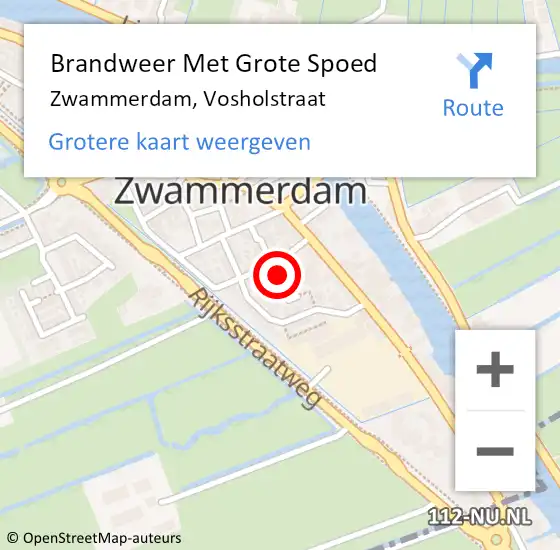 Locatie op kaart van de 112 melding: Brandweer Met Grote Spoed Naar Zwammerdam, Vosholstraat op 28 juli 2022 00:08