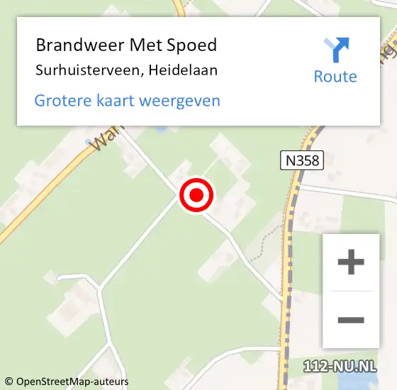 Locatie op kaart van de 112 melding: Brandweer Met Spoed Naar Surhuisterveen, Heidelaan op 28 juli 2022 00:09