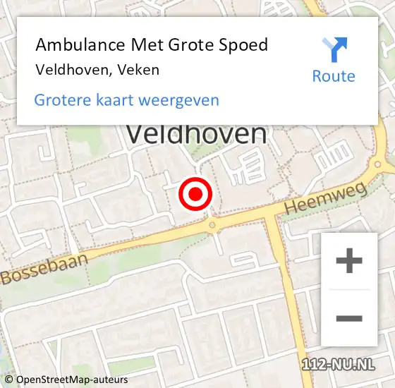 Locatie op kaart van de 112 melding: Ambulance Met Grote Spoed Naar Veldhoven, Veken op 24 juli 2014 15:13