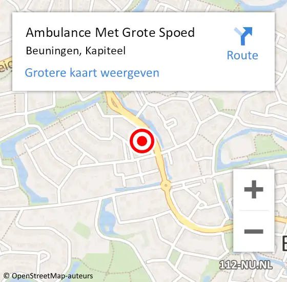 Locatie op kaart van de 112 melding: Ambulance Met Grote Spoed Naar Beuningen, Kapiteel op 28 juli 2022 00:22