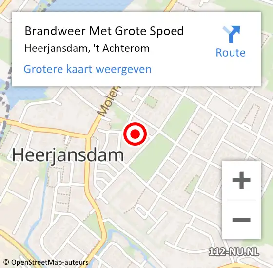 Locatie op kaart van de 112 melding: Brandweer Met Grote Spoed Naar Heerjansdam, 't Achterom op 28 juli 2022 00:28