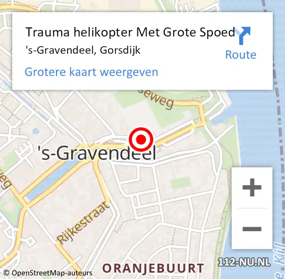 Locatie op kaart van de 112 melding: Trauma helikopter Met Grote Spoed Naar 's-Gravendeel, Gorsdijk op 28 juli 2022 01:15