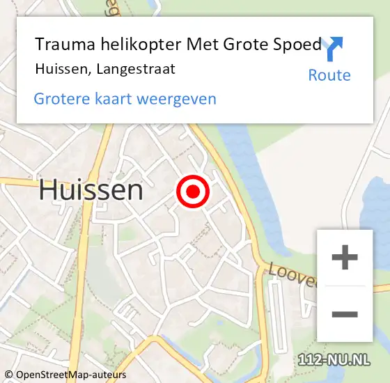 Locatie op kaart van de 112 melding: Trauma helikopter Met Grote Spoed Naar Huissen, Langestraat op 28 juli 2022 01:31