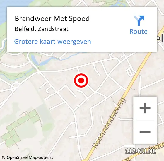 Locatie op kaart van de 112 melding: Brandweer Met Spoed Naar Belfeld, Zandstraat op 28 juli 2022 01:32