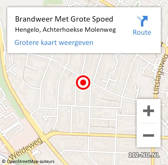 Locatie op kaart van de 112 melding: Brandweer Met Grote Spoed Naar Hengelo, Achterhoekse Molenweg op 28 juli 2022 01:45