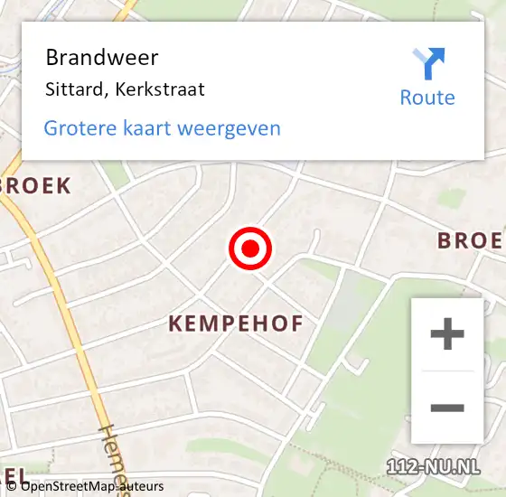 Locatie op kaart van de 112 melding: Brandweer Sittard, Kerkstraat op 28 juli 2022 03:45