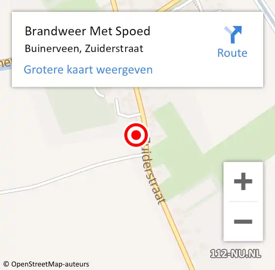 Locatie op kaart van de 112 melding: Brandweer Met Spoed Naar Buinerveen, Zuiderstraat op 28 juli 2022 04:39