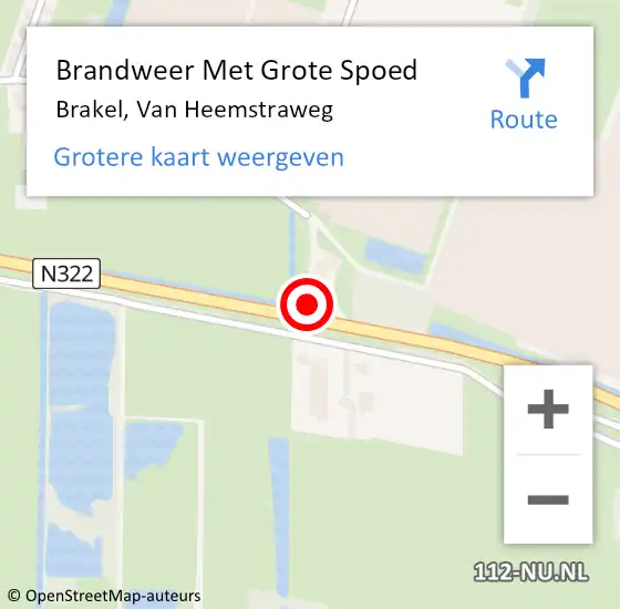 Locatie op kaart van de 112 melding: Brandweer Met Grote Spoed Naar Brakel, Van Heemstraweg op 28 juli 2022 05:10