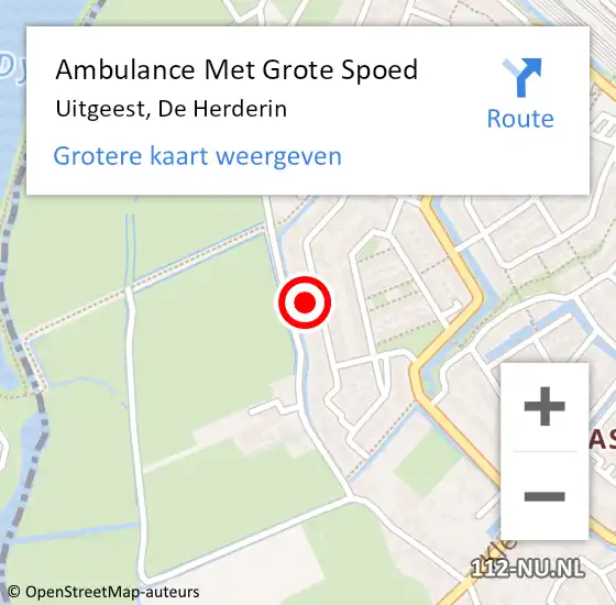 Locatie op kaart van de 112 melding: Ambulance Met Grote Spoed Naar Uitgeest, De Herderin op 28 juli 2022 05:15
