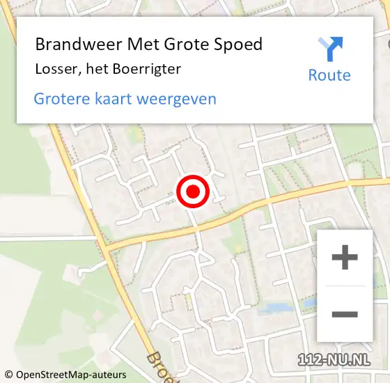 Locatie op kaart van de 112 melding: Brandweer Met Grote Spoed Naar Losser, het Boerrigter op 28 juli 2022 05:56