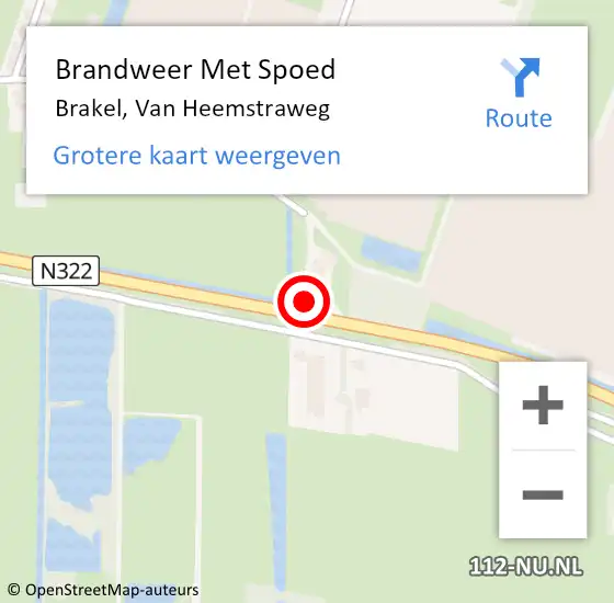 Locatie op kaart van de 112 melding: Brandweer Met Spoed Naar Brakel, Van Heemstraweg op 28 juli 2022 06:04