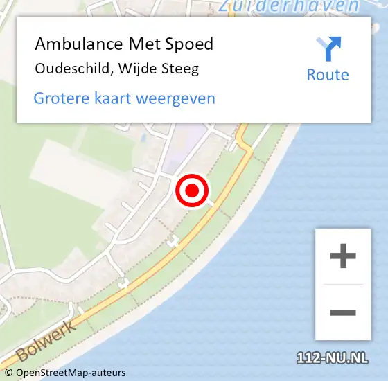 Locatie op kaart van de 112 melding: Ambulance Met Spoed Naar Oudeschild, Wijde Steeg op 28 juli 2022 06:37