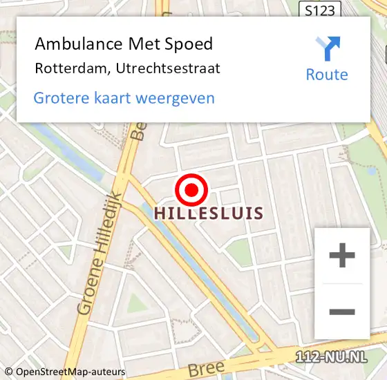 Locatie op kaart van de 112 melding: Ambulance Met Spoed Naar Rotterdam, Utrechtsestraat op 28 juli 2022 06:48