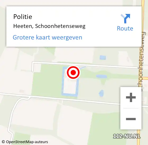 Locatie op kaart van de 112 melding: Politie Heeten, Schoonhetenseweg op 28 juli 2022 06:54