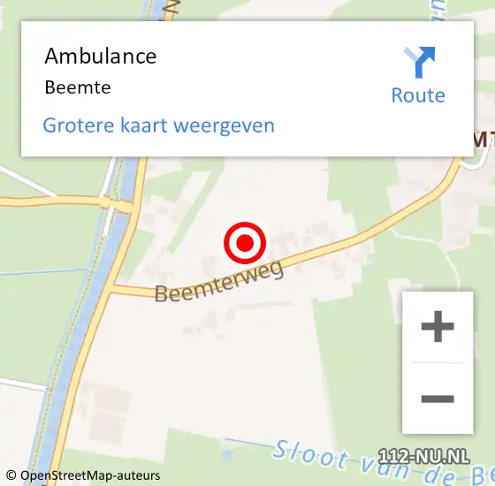 Locatie op kaart van de 112 melding: Ambulance Beemte op 28 juli 2022 07:30