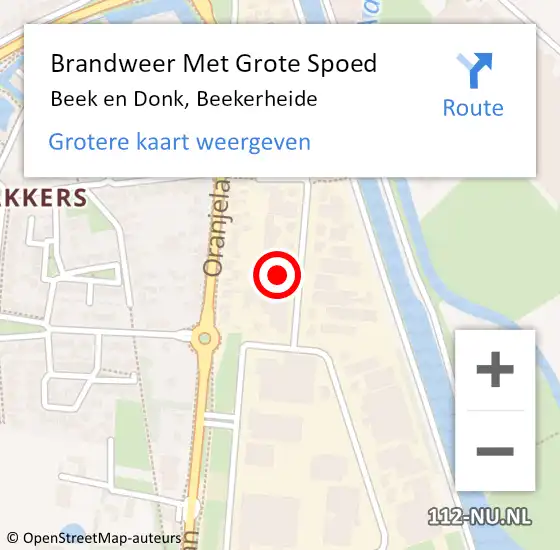 Locatie op kaart van de 112 melding: Brandweer Met Grote Spoed Naar Beek en Donk, Beekerheide op 28 juli 2022 07:48