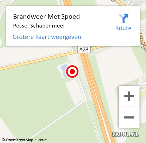 Locatie op kaart van de 112 melding: Brandweer Met Spoed Naar Pesse, Schapenmeer op 28 juli 2022 07:52