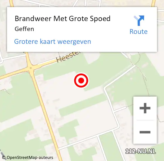 Locatie op kaart van de 112 melding: Brandweer Met Grote Spoed Naar Geffen op 28 juli 2022 08:13