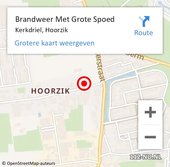 Locatie op kaart van de 112 melding: Brandweer Met Grote Spoed Naar Kerkdriel, Hoorzik op 28 juli 2022 08:16