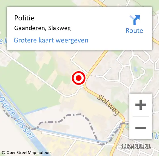 Locatie op kaart van de 112 melding: Politie Gaanderen, Slakweg op 28 juli 2022 08:19