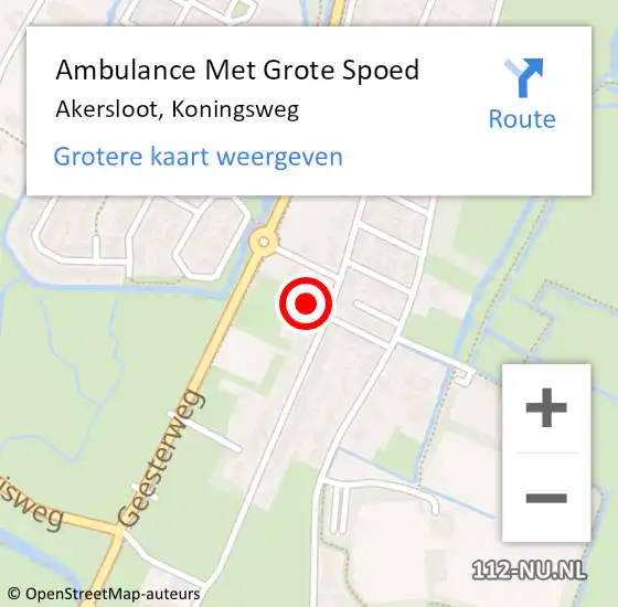 Locatie op kaart van de 112 melding: Ambulance Met Grote Spoed Naar Akersloot, Koningsweg op 28 juli 2022 08:24