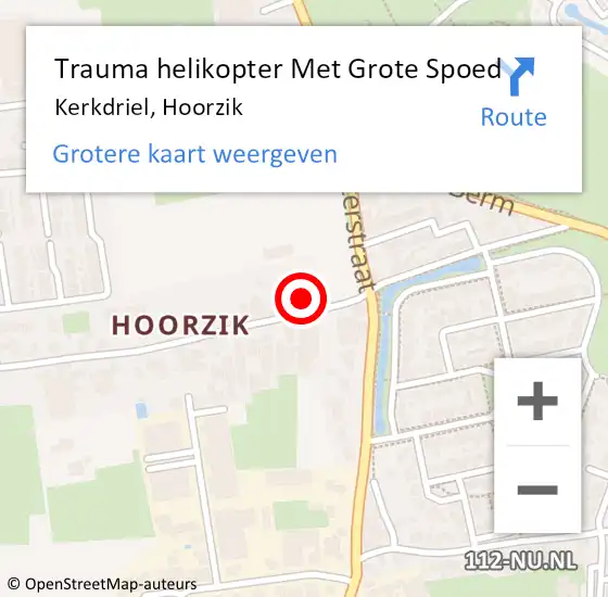 Locatie op kaart van de 112 melding: Trauma helikopter Met Grote Spoed Naar Kerkdriel, Hoorzik op 28 juli 2022 08:35