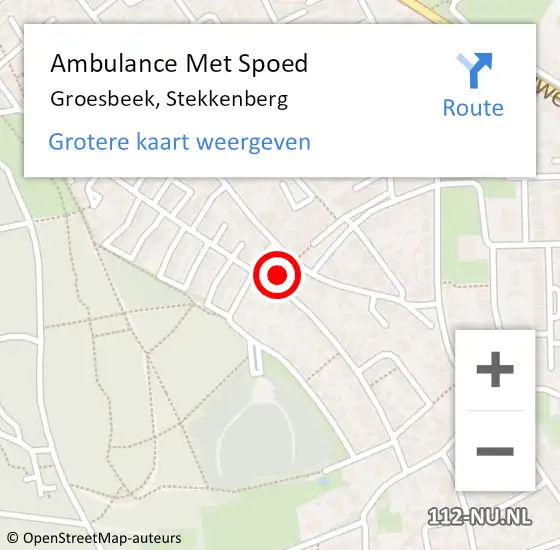 Locatie op kaart van de 112 melding: Ambulance Met Spoed Naar Groesbeek, Stekkenberg op 28 juli 2022 08:54