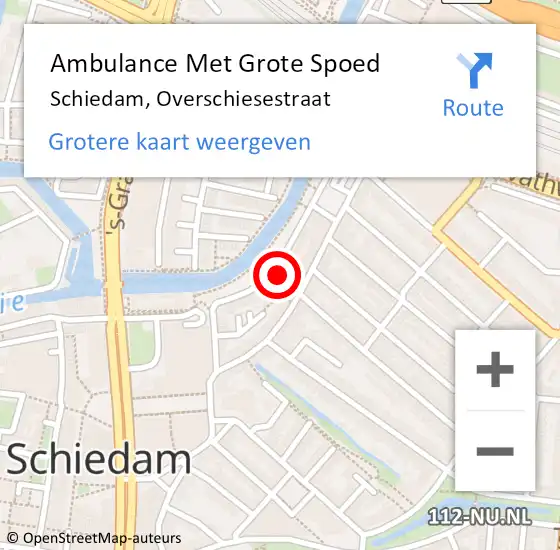 Locatie op kaart van de 112 melding: Ambulance Met Grote Spoed Naar Schiedam, Overschiesestraat op 28 juli 2022 09:08
