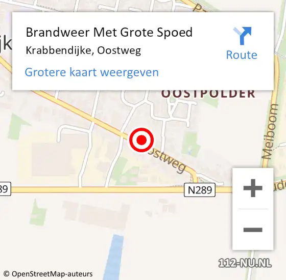 Locatie op kaart van de 112 melding: Brandweer Met Grote Spoed Naar Krabbendijke, Oostweg op 28 juli 2022 09:31