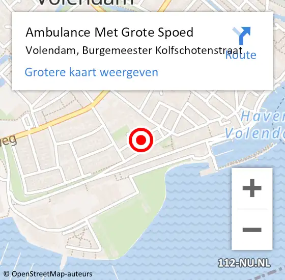 Locatie op kaart van de 112 melding: Ambulance Met Grote Spoed Naar Volendam, Burgemeester Kolfschotenstraat op 28 juli 2022 09:36