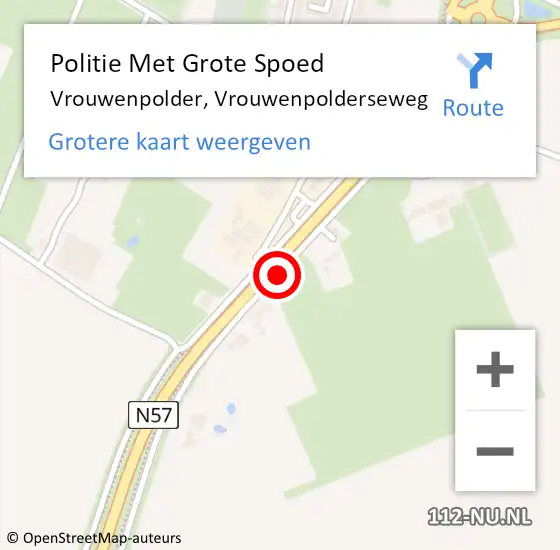 Locatie op kaart van de 112 melding: Politie Met Grote Spoed Naar Vrouwenpolder, Vrouwenpolderseweg op 28 juli 2022 09:38