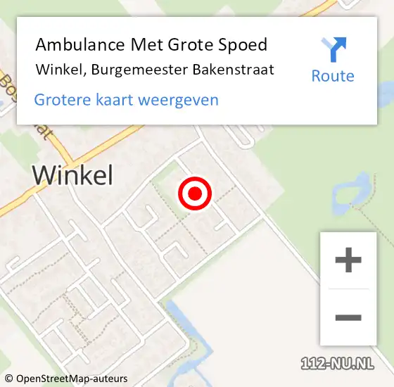 Locatie op kaart van de 112 melding: Ambulance Met Grote Spoed Naar Winkel, Burgemeester Bakenstraat op 28 juli 2022 10:49