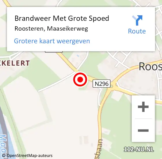 Locatie op kaart van de 112 melding: Brandweer Met Grote Spoed Naar Roosteren, Maaseikerweg op 28 juli 2022 11:07