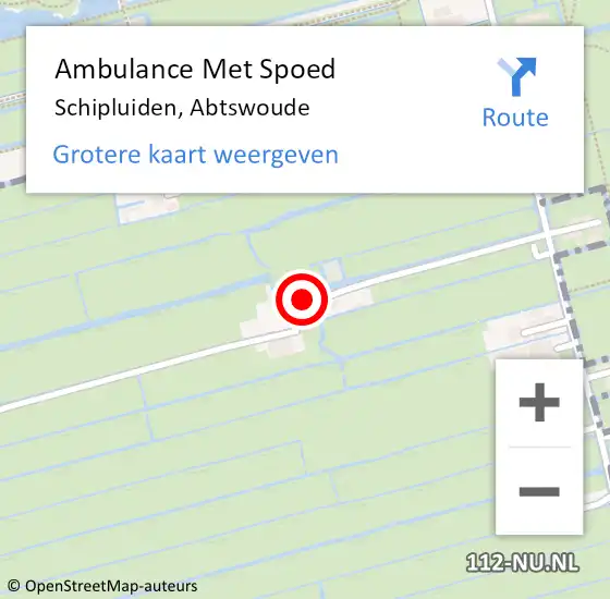 Locatie op kaart van de 112 melding: Ambulance Met Spoed Naar Schipluiden, Abtswoude op 28 juli 2022 11:31