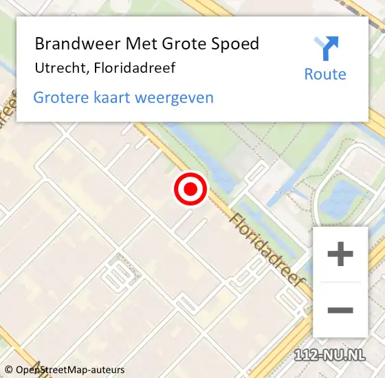 Locatie op kaart van de 112 melding: Brandweer Met Grote Spoed Naar Utrecht, Floridadreef op 28 juli 2022 11:54