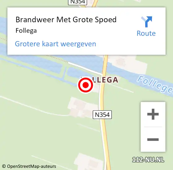 Locatie op kaart van de 112 melding: Brandweer Met Grote Spoed Naar Follega op 28 juli 2022 11:54