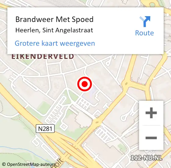 Locatie op kaart van de 112 melding: Brandweer Met Spoed Naar Heerlen, Sint Angelastraat op 28 juli 2022 11:55