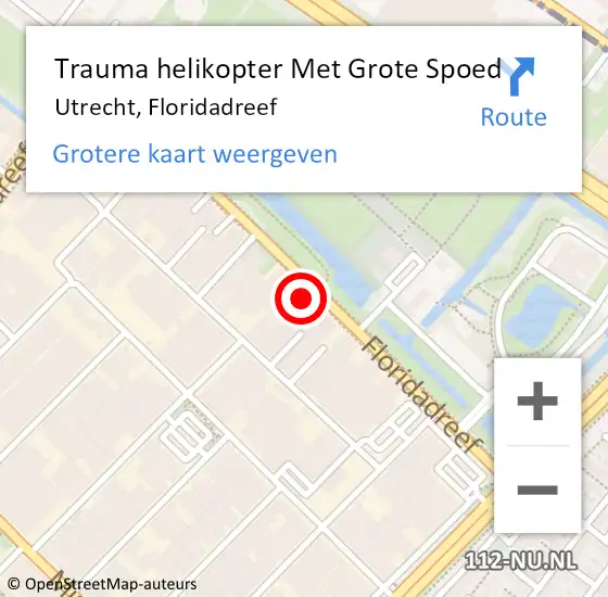 Locatie op kaart van de 112 melding: Trauma helikopter Met Grote Spoed Naar Utrecht, Floridadreef op 28 juli 2022 11:56