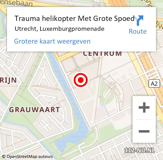 Locatie op kaart van de 112 melding: Trauma helikopter Met Grote Spoed Naar Utrecht, Luxemburgpromenade op 28 juli 2022 12:20