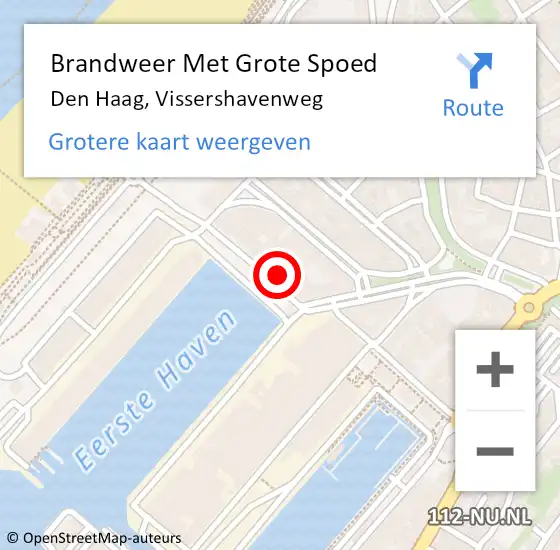 Locatie op kaart van de 112 melding: Brandweer Met Grote Spoed Naar Den Haag, Vissershavenweg op 28 juli 2022 12:48