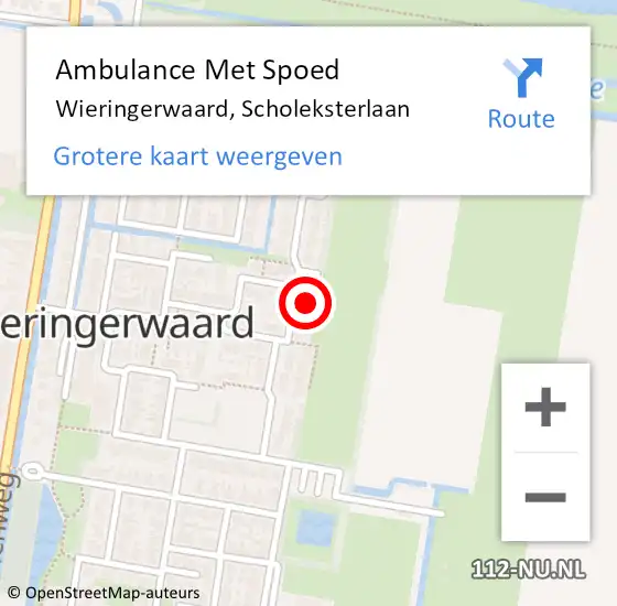 Locatie op kaart van de 112 melding: Ambulance Met Spoed Naar Wieringerwaard, Scholeksterlaan op 28 juli 2022 12:52
