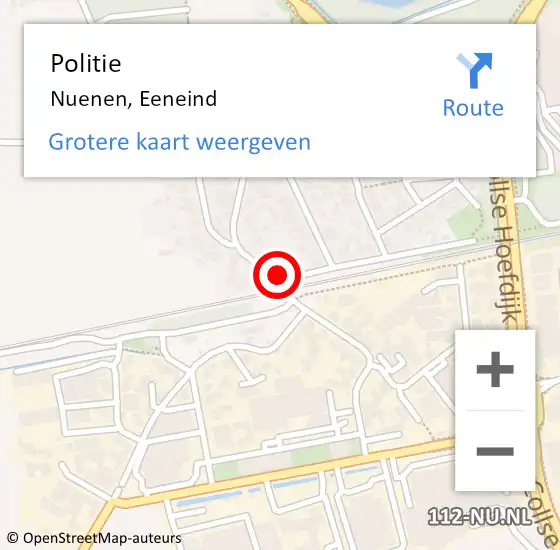 Locatie op kaart van de 112 melding: Politie Nuenen, Eeneind op 28 juli 2022 13:08