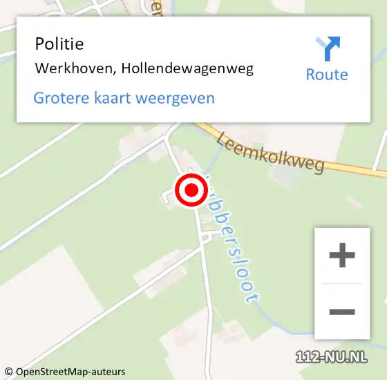 Locatie op kaart van de 112 melding: Politie Werkhoven, Hollendewagenweg op 28 juli 2022 13:22