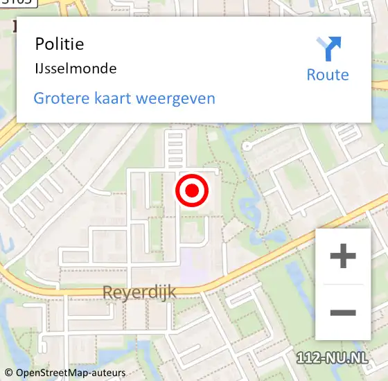 Locatie op kaart van de 112 melding: Politie IJsselmonde op 28 juli 2022 13:27