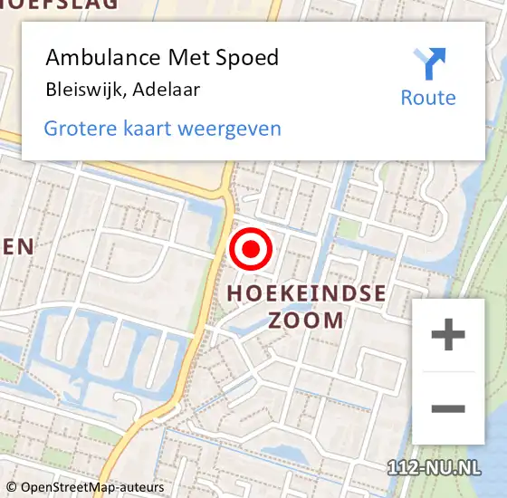 Locatie op kaart van de 112 melding: Ambulance Met Spoed Naar Bleiswijk, Adelaar op 28 juli 2022 13:44