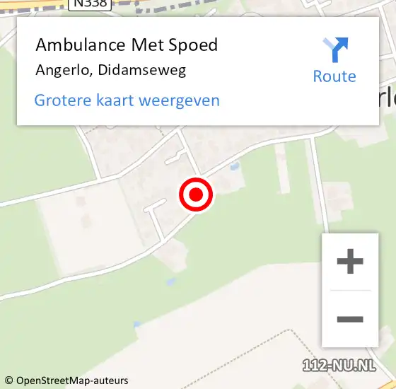Locatie op kaart van de 112 melding: Ambulance Met Spoed Naar Angerlo, Didamseweg op 28 juli 2022 13:55