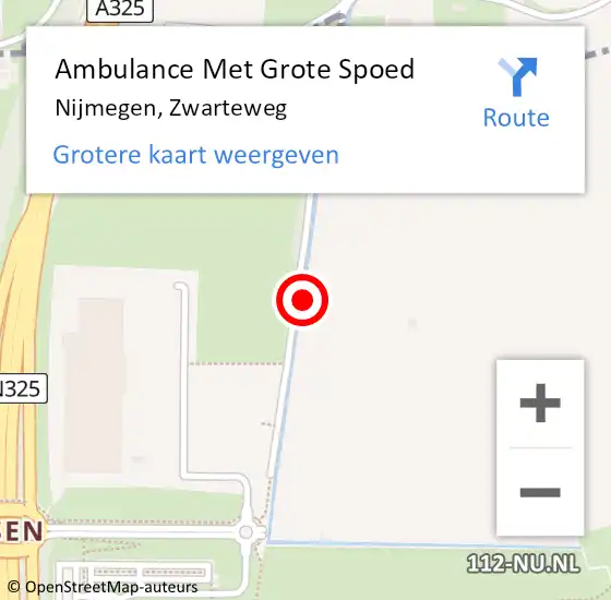 Locatie op kaart van de 112 melding: Ambulance Met Grote Spoed Naar Nijmegen, Zwarteweg op 28 juli 2022 14:53