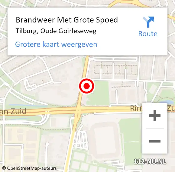 Locatie op kaart van de 112 melding: Brandweer Met Grote Spoed Naar Tilburg, Oude Goirleseweg op 28 juli 2022 15:12