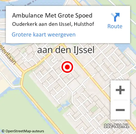 Locatie op kaart van de 112 melding: Ambulance Met Grote Spoed Naar Ouderkerk aan den IJssel, Hulsthof op 28 juli 2022 15:15