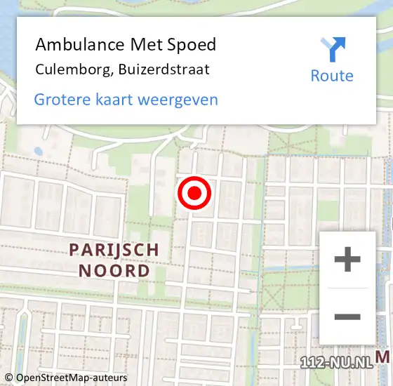 Locatie op kaart van de 112 melding: Ambulance Met Spoed Naar Culemborg, Buizerdstraat op 28 juli 2022 15:28